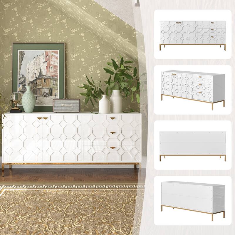 Clihome 2-Door Accent Cabinet with 3 Drawer Dressers