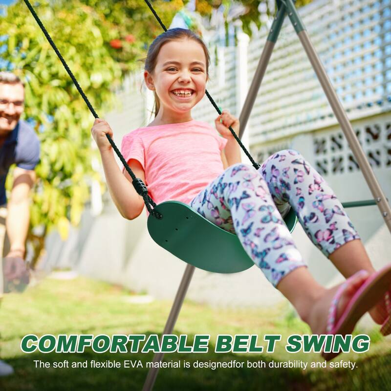440lbs Metal Swing Sets for Backyard with 45" Platform Swing and Belt Swing ,Swingset Outdoor for Kids
