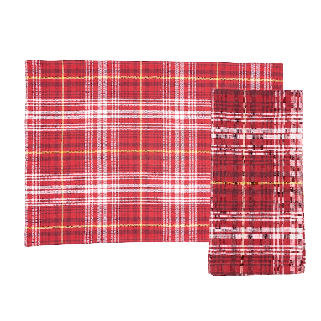 Rustic Recycled Plaid Placemat and Napkin (Set of 8)