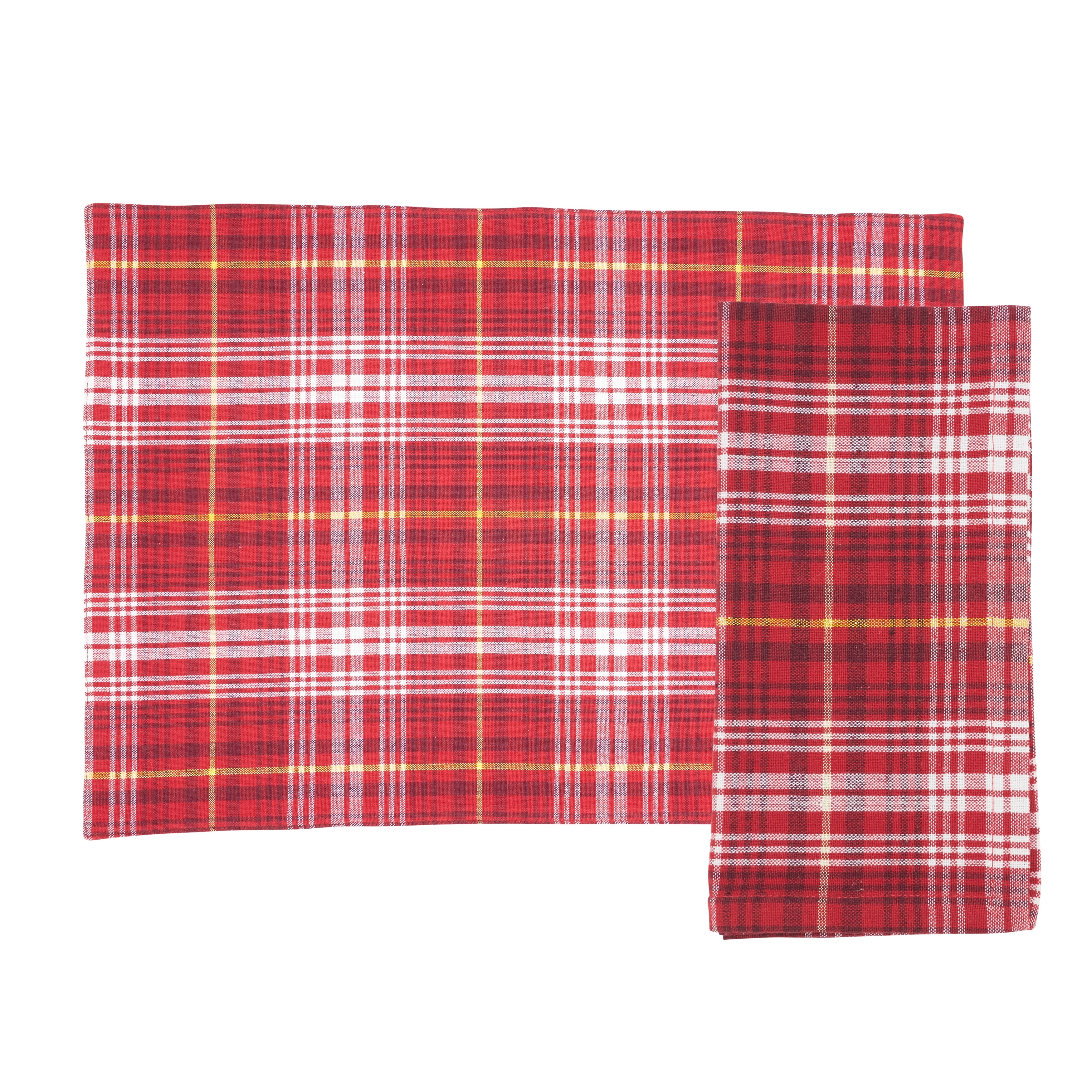 Rustic Recycled Plaid Placemat and Napkin (Set of 8)