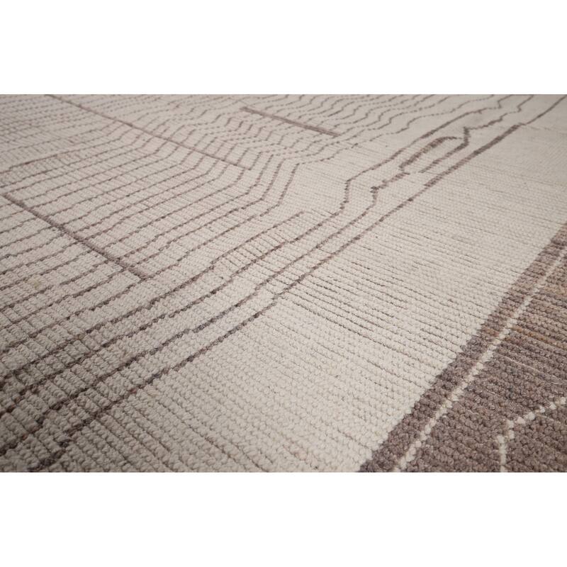 Earth Tone Moroccan Modern Area Rug Handmade Wool Carpet - 9'0"x 12'0"