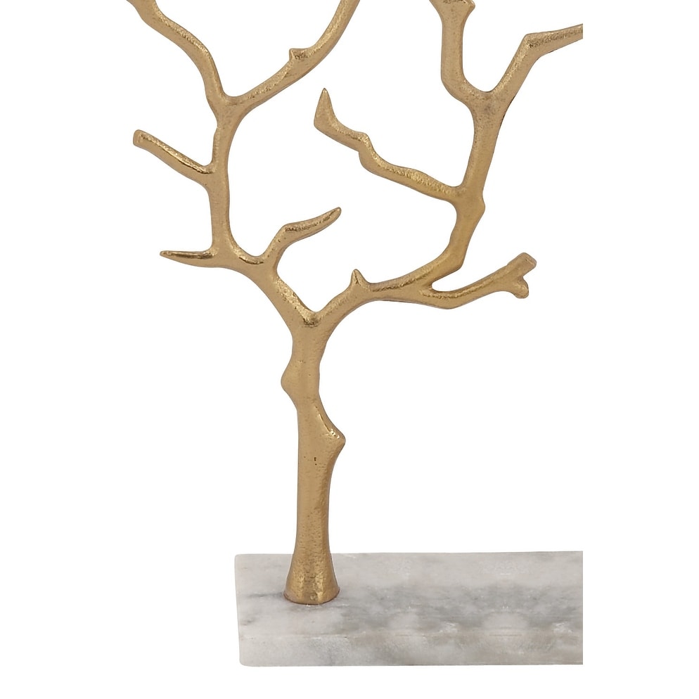 Gold Marble Tree Jewelry Stand with Rectangular Base