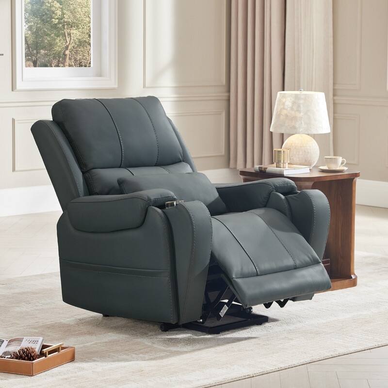 Spruce & Spring Leather Lift Recliner Chair for Elderly with Heat and Massage