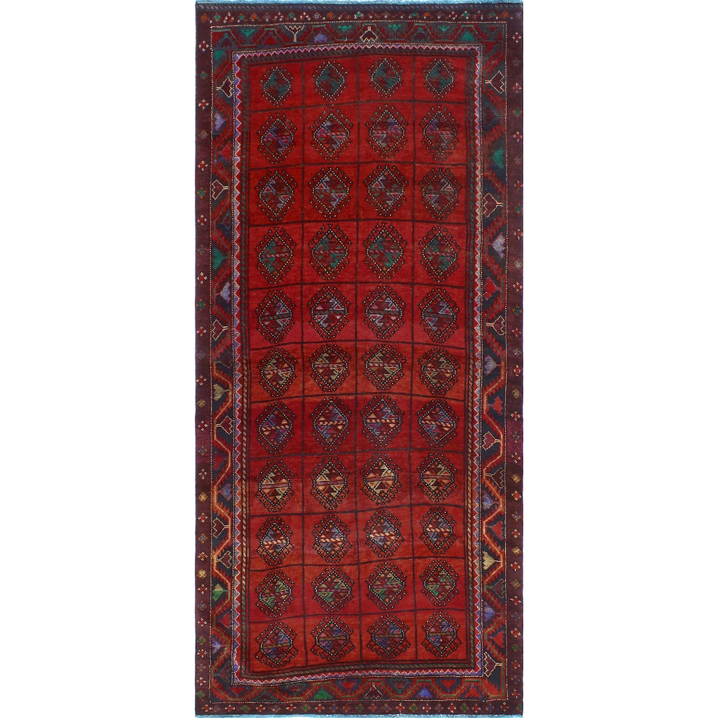 Fine Vintage Distressed Jamieson Red/Charcoal Runner - 4'11" x 10'10"