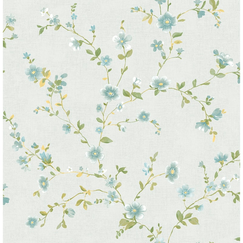 A-Street Prints Delphine Light Blue Floral Wallpaper