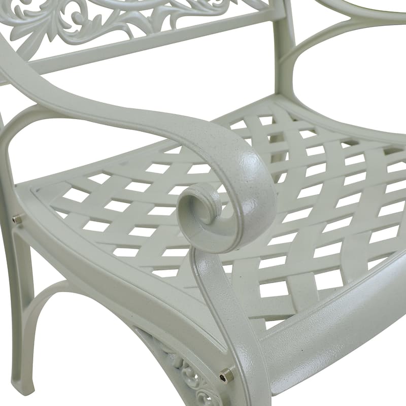 Clihome Outdoor Patio Cast Aluminum Arm Dining Chair (Set of 2)