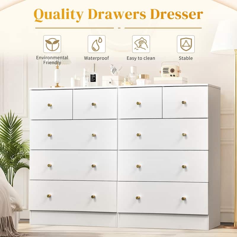 5-Drawer Dresser For Bedroom And Chest Of Drawers With Sturdy Construction Wood Storage Organizer For Closet