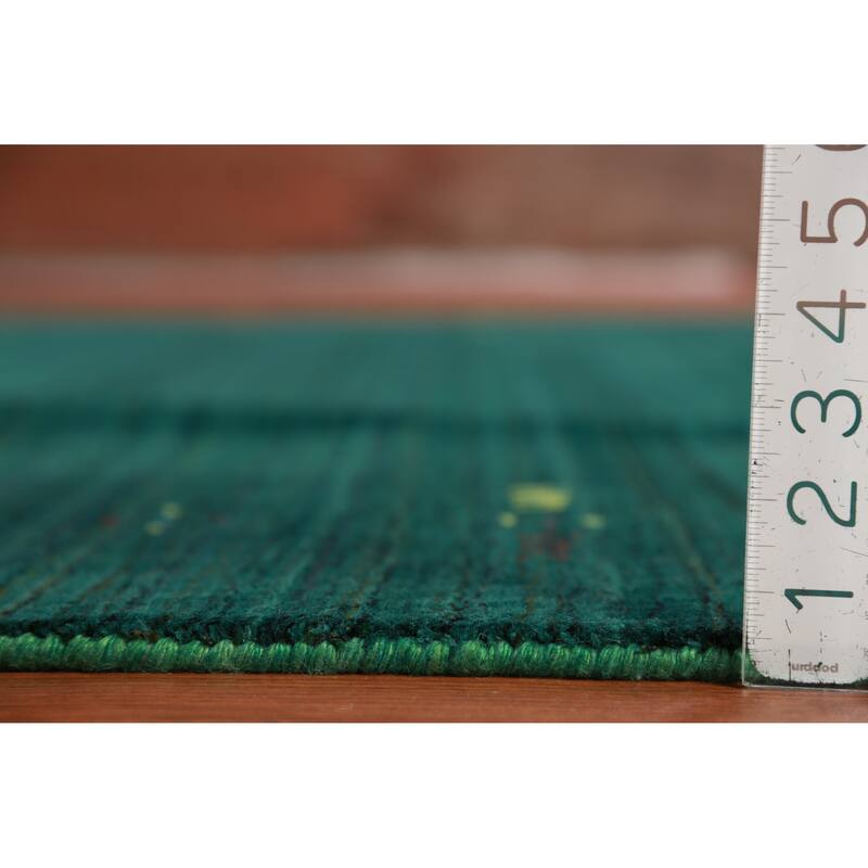 Hand Knotted Oriental 100% Wool Carpet Tribal Tribal Green Gabbeh Area Rug - 9' 9'' X 8' 1''