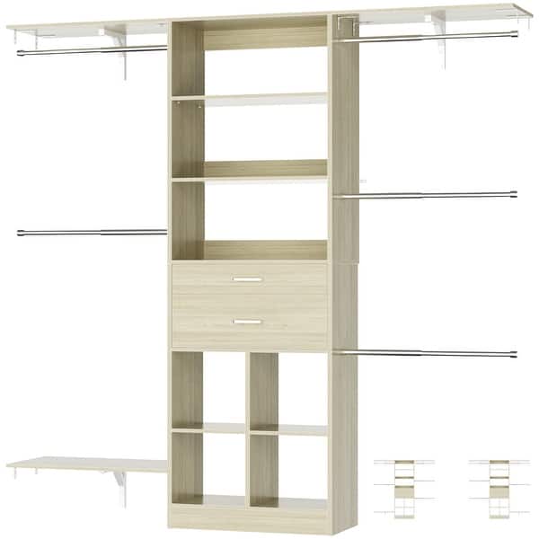 dimension image slide 2 of 6, Closet Organizer with Wooden Drawers & Cube, 5FT Adjustable Closet System for Nursery & Kid's Room