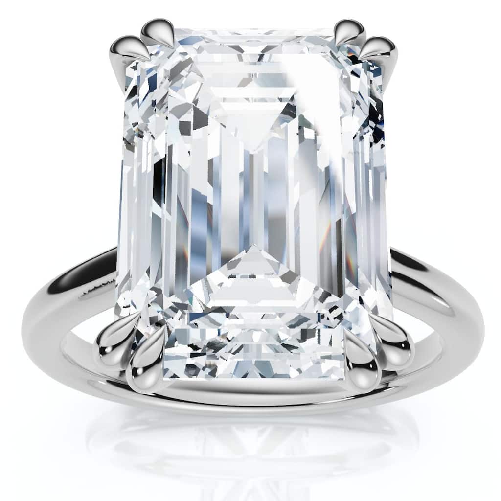 Bliss Diamond Certified 6Ct Emerald Cut Diamond Solitaire Ring Gold Lab Grown
