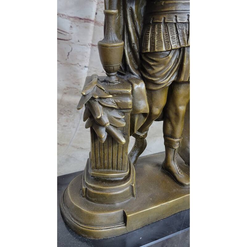Art Deco Large Odysseus Roman Warrior Bronze Sculpture Marble Base Figure Decor