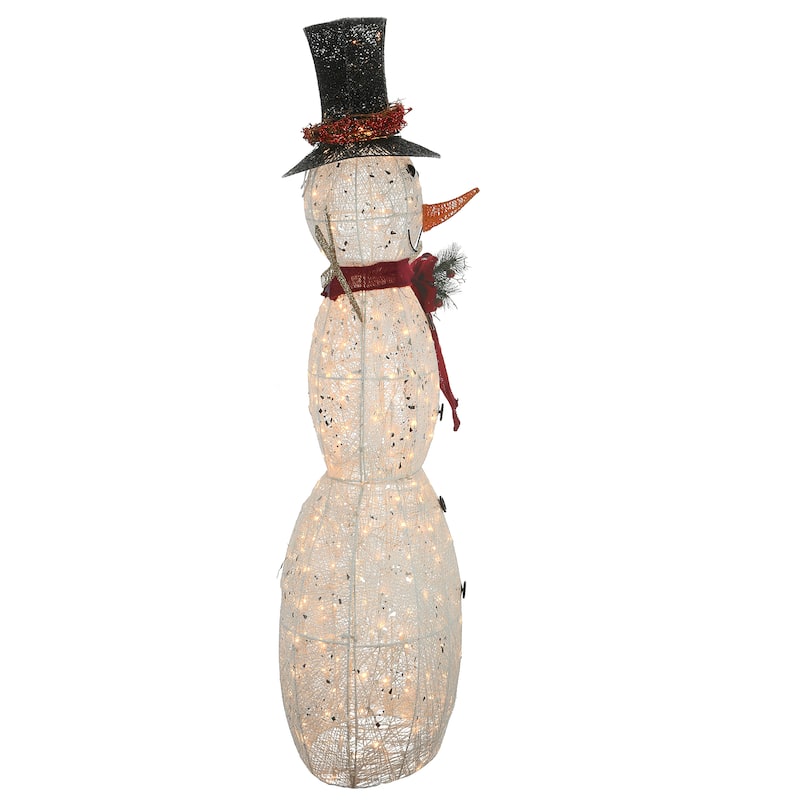 National Tree Company 5 ft. Snowman Decoration With Clear Lights - White - 5 ft