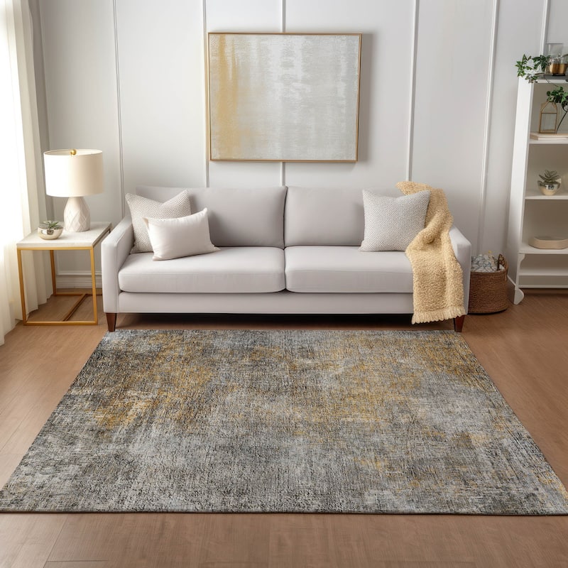 Machine Washable Indoor/ Outdoor Chantille Watercolor Ombre Rug - Gray - 2'6" x 3'10"