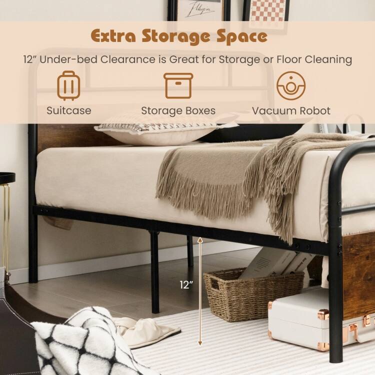 Bed Frame with Industrial Headboard