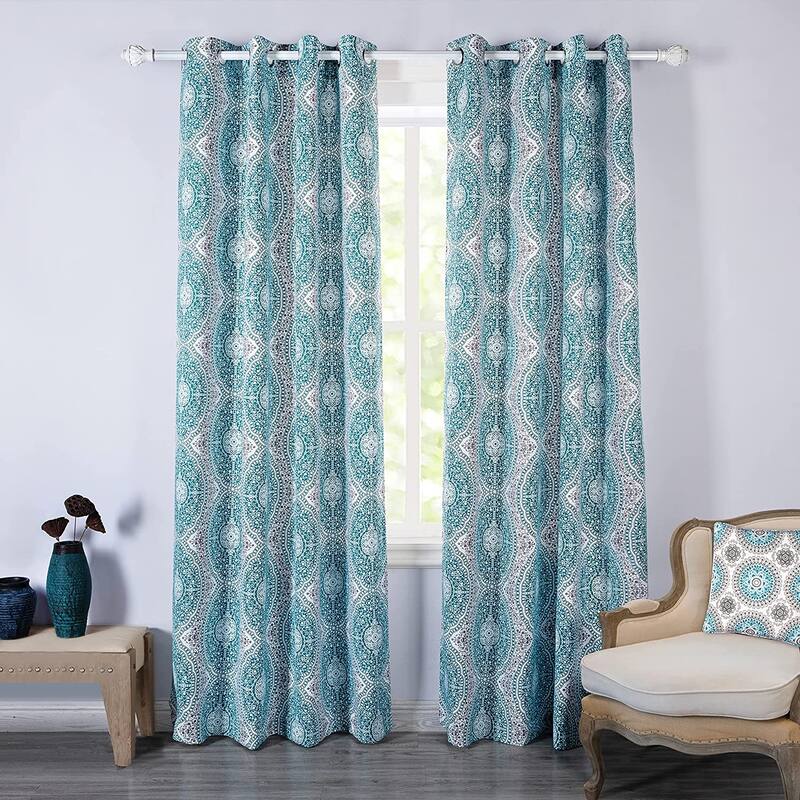 DriftAway Adrianne Pastel Damask Room Darkening Curtain Panel Pair