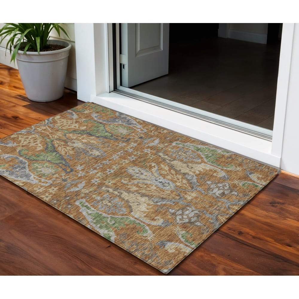 HomeRoots Floral Transitional Rectangle Outdoor Rug
