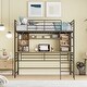 preview thumbnail 17 of 24, Full Size Loft Bed Metal Frame with Desk and Shelf,Loft Bed with Ladder,With Desk And Bookshelf,White