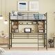 preview thumbnail 13 of 20, Full Size Metal Loft Bed with Desk, Shelf, and Ladder for Kids' Rooms