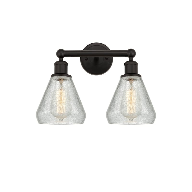 Innovations Lighting 616-2W-13-15 Conesus Vanity Conesus 2 Light 15" - Oil Rubbed Bronze / Clear Crackle