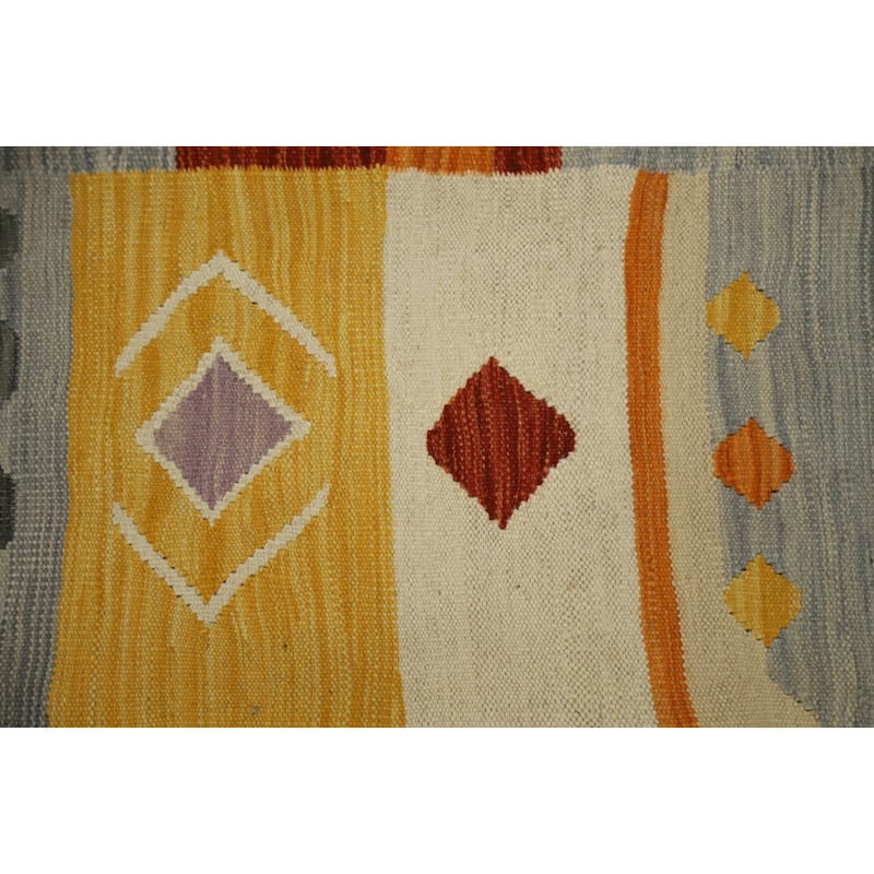 Hand Woven Oriental 100% Wool Carpet Southwestern Tribal Multi-Colored Kilim Area Rug - 6' 2'' X 4' 0''
