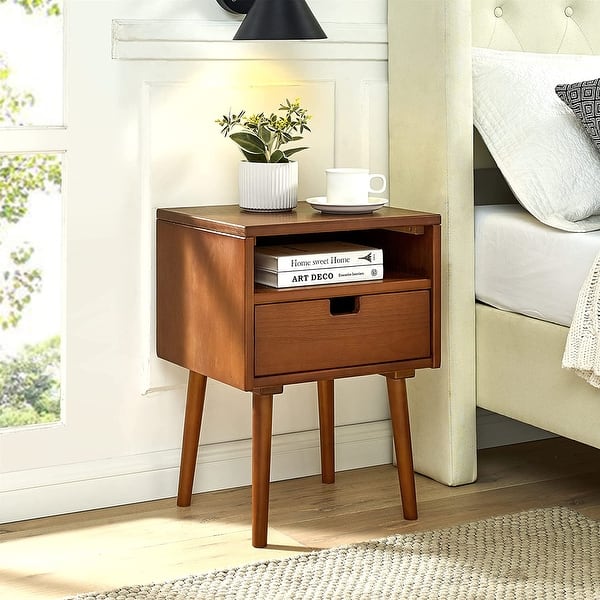 MUSEHOMEINC Mid Century Modern Wood Nightstand for Bedrooms with