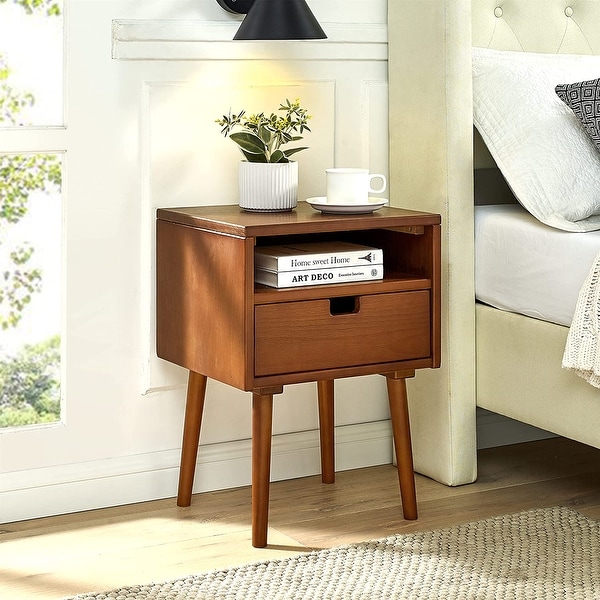 MUSEHOMEINC Mid Century Modern Wood Nightstand for Bedrooms