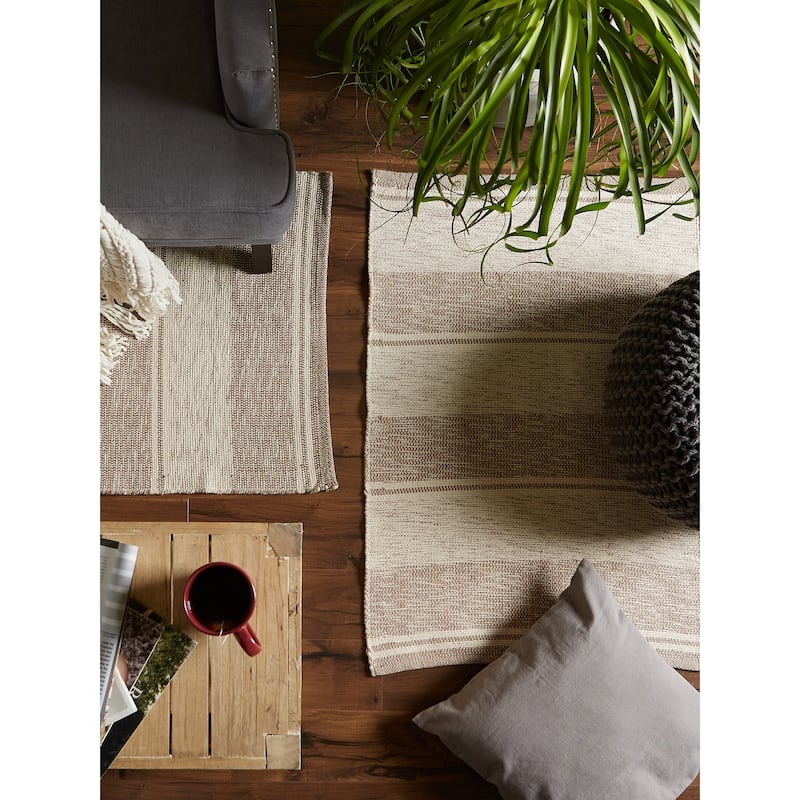 DII French Blue Variegated Plaid Recycled Yarn Rug (Set of 2) - Big