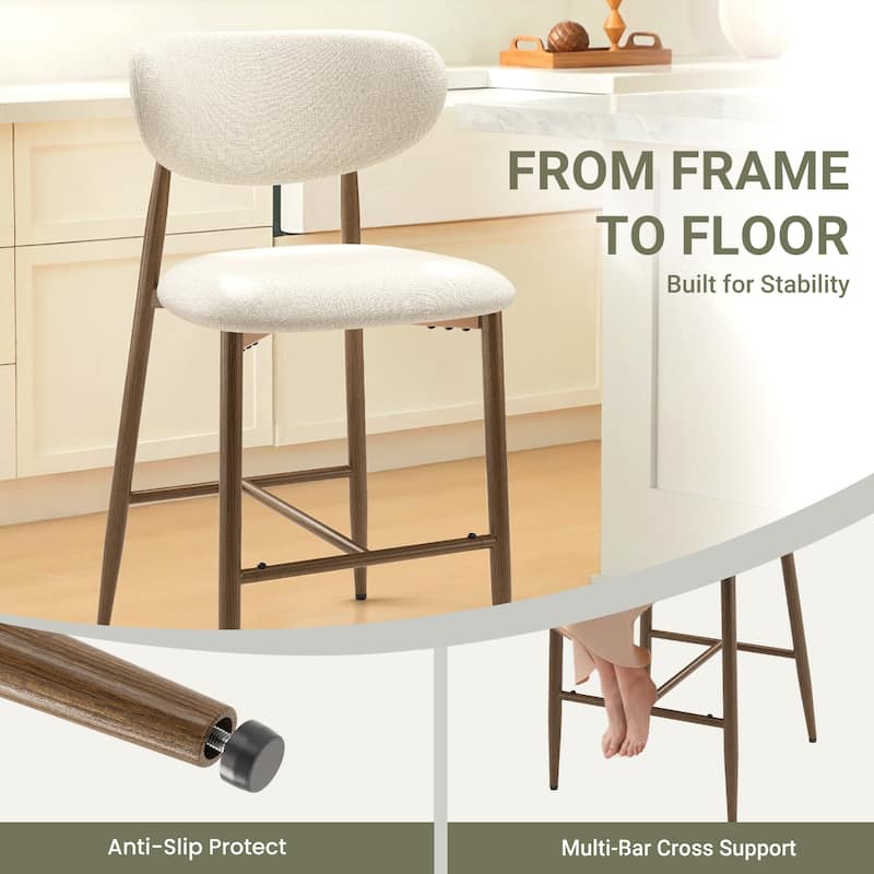 RENEWLINE 25 Inch Bar Stools with Backrest, Mid-Century Modern Counter Height Stools for Kitchen Island