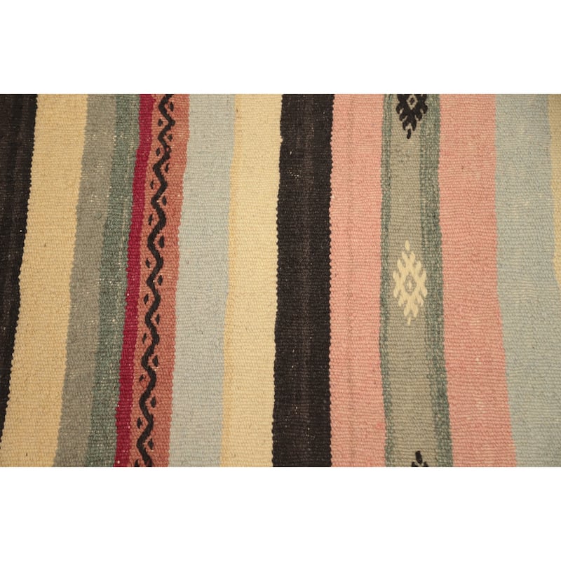 Hand Woven Oriental 100% Wool Carpet Southwestern Tribal Multi-Colored Kilim Area Rug - 10' 3'' X 6' 1''