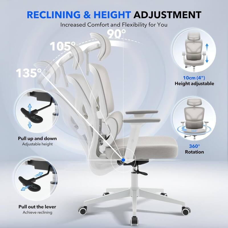 Ergonomic Office High-Back Computer Gaming Chair for Home, Office, Rolling Swivel