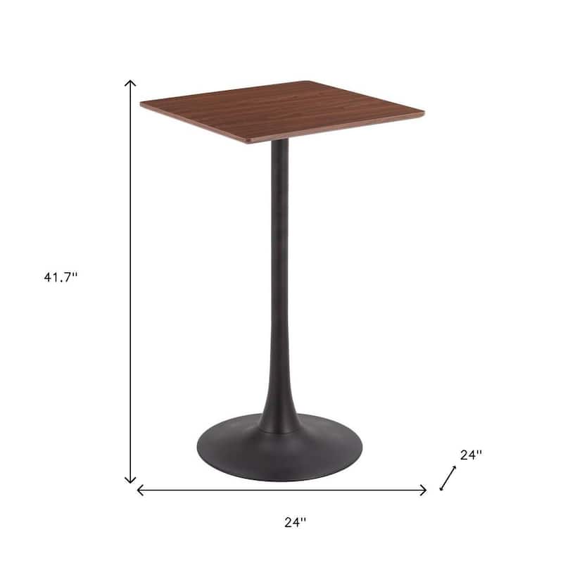 HomeRoots 24" Brown and Black Wood and Steel Square Bar Table - 24.00 in. x 41.70 in. x 24.00 in.