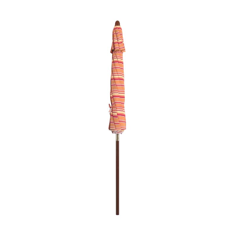 California Umbrella 9ft Marenti Wooden Sunbrella Patio Umbrella with Sunbrella Fabric, Base Not Included