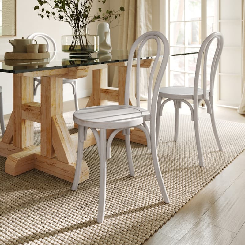 2PK Commercial Solid Wood Stackable Dining Chair with Fixed Floor Glides - 18.5"D x 16.5"W x 35.5"H