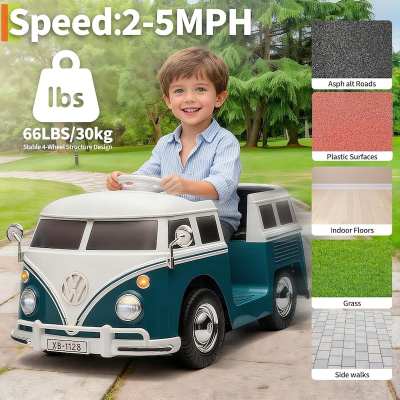 6V Electric Ride on Car, Licensed Volkswagen Ride on Bus for Kids, Pink