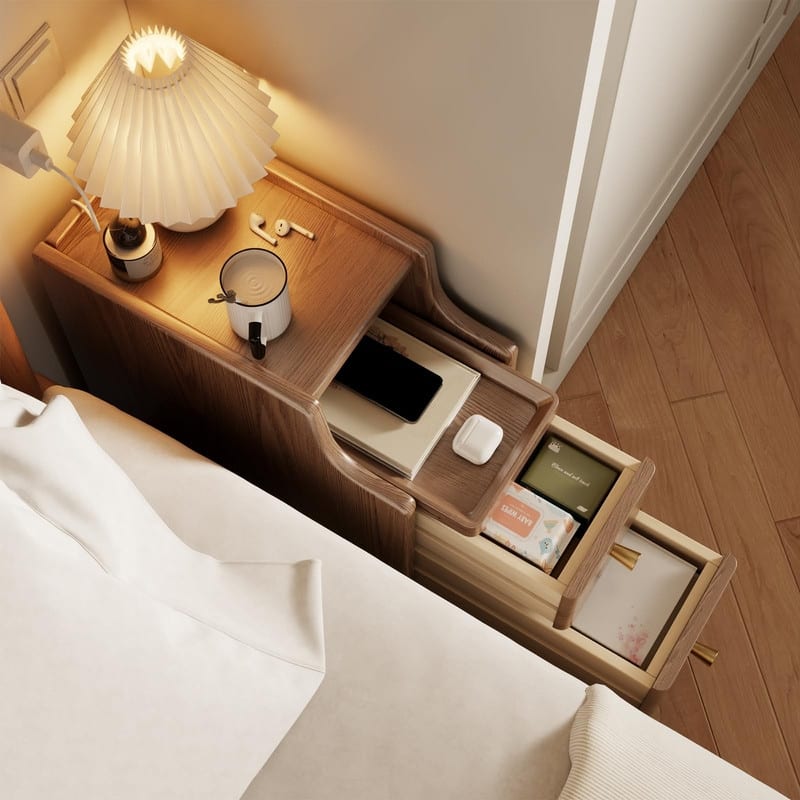 Solid Wood Nightstand with Drawers