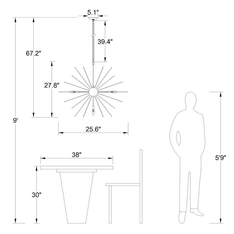 Maxax 7-Light Sputnik Sphere Chandelier with Wrought Iron Accents