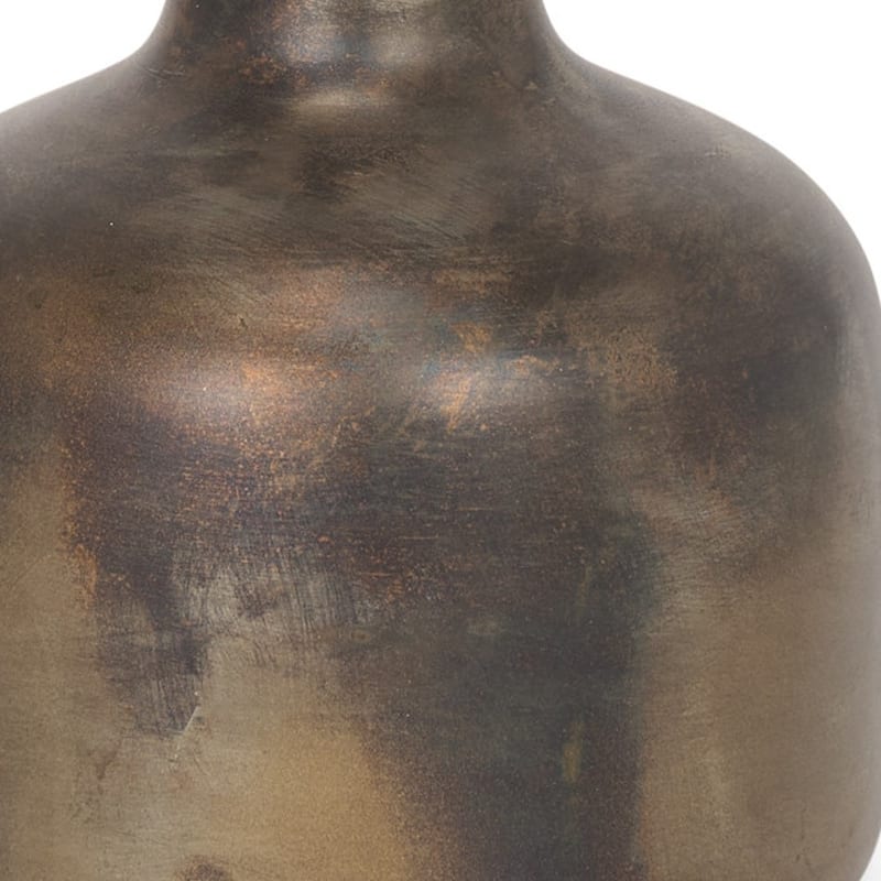 7" Antiqued Gold Metal Cylinder Table Vase - 6.30