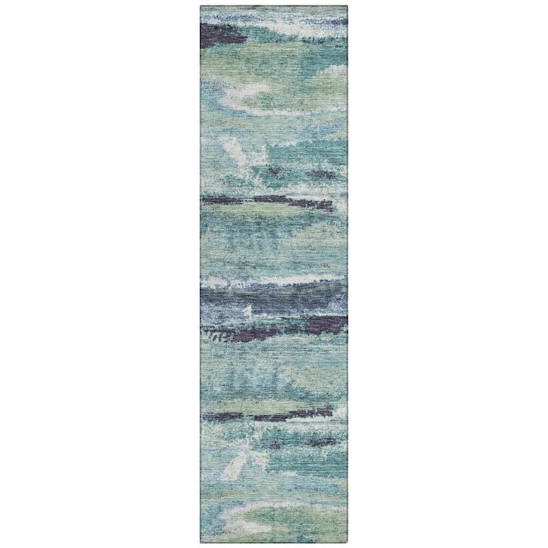 Machine Washable Indoor/ Outdoor Abstract Modern Chantille Rug