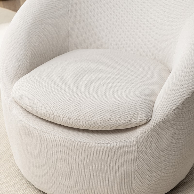 Round Armchair Office Chair Accent Chair with Plush Seat Cushion, Swivel Barrel Chair Single Lounge Sofa