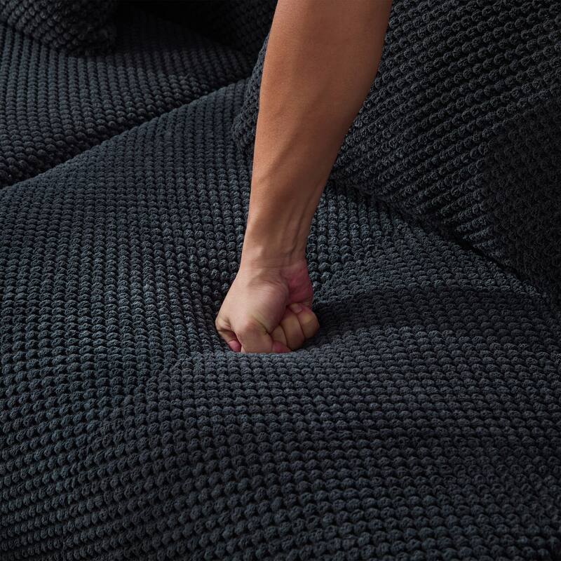 104"W Modern Upholstered Sectional Sofa with 3 Pillows and Ottoman