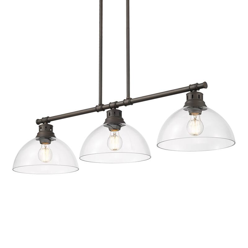 Yep by Golden Lighting Duncan 3-light Island Light in Rubbed Bronze and Clear Glass