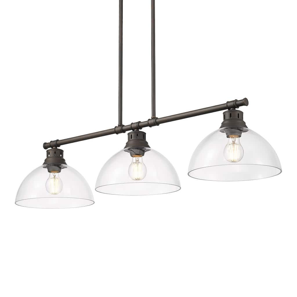 Yep by Golden Lighting Duncan 3-light Island Light in Rubbed Bronze and Clear Glass