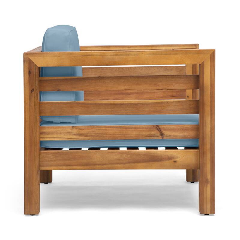 Oana Outdoor Acacia Wood Club Chair with Cushion by Christopher Knight Home