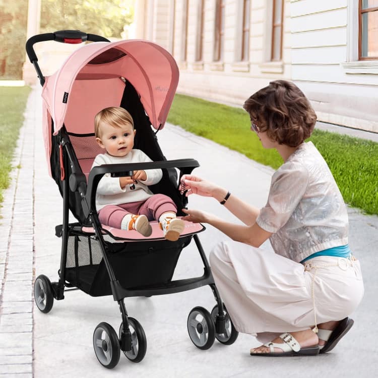 Steel Kids Stroller with Recline, Canopy and All-Terrain Wheels - 35"(L) x 18"(W) x 39"(H)