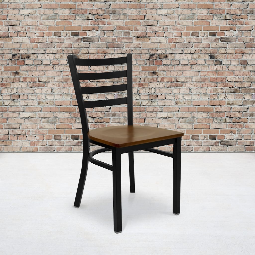 Ladder Back Metal Restaurant Chair - 16.5"W x 17"D x 32.25"H - 16.5"W x 17"D x 32.25"H