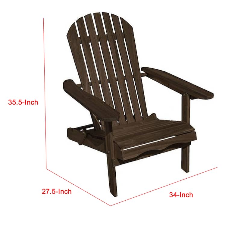 Geli Outdoor Adirondack Chair, Slatted Back, Weathered Gray Wood