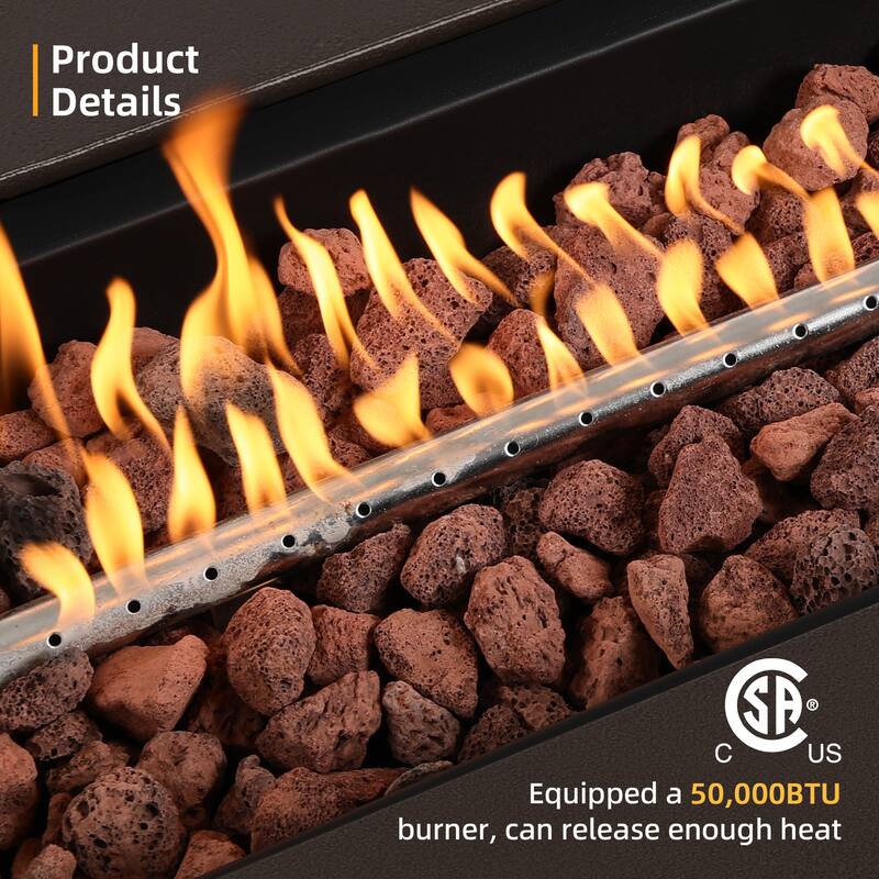 Patio Watcher Outdoor 42in. Iron Fire Pit Table with Propane Tank Cover