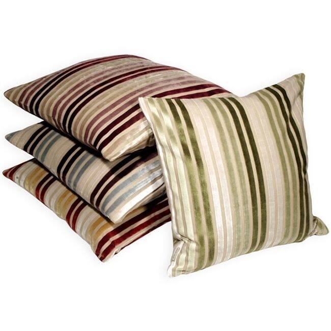 Multi Stripes Velvet 20x20 Throw Pillow with Polyfill Insert, Mauve