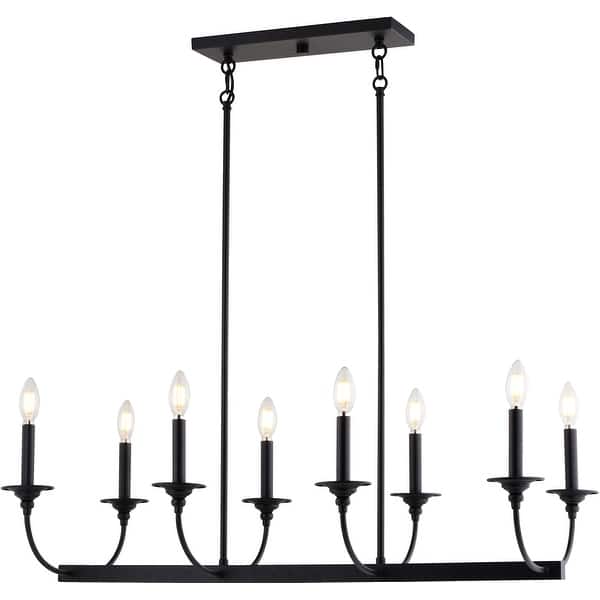 slide 2 of 11, Vaxcel Lighting H0315 Durham 8 Light 36" Wide Taper Candle Style Matte Black