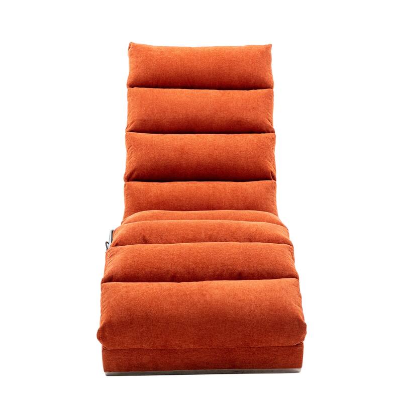 Orange Modern 21.65" High Back Upholstered Chaise Lounge Chair with Remote Control and Ergonomic Electric Massage